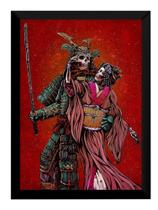 Quadro Samurai Geixa Arte Caveira Poster Moldurado Decoração