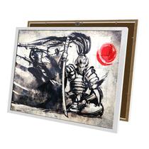 Quadro Samurai Katana Meditando Na Guerra Moldura e Vidro
