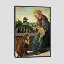 Quadro Sandro Botticelli The Rockefeller Madonna Tela Moldura Preta 45X30Cm - Decora Online