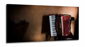 Quadro Sanfona Acordeon E Cerveja Vintage Decorativo em Tecido Canvas 130x60