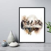 Quadro Santa Ceia Aquarela 24X18Cm