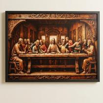 Quadro Santa Ceia com Moldura 60x40 Cor da moldura:Preta Quadro Santa Ceia com Moldura 60x40 Cor da moldura:Preta