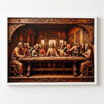 Quadro Santa Ceia com Moldura 70x50 Cor da moldura:Branca
