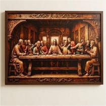 Quadro Santa Ceia com Moldura 80x60 Cor da moldura:Tabaco Quadro Santa Ceia com Moldura 80x60 Cor da moldura:Tabaco