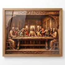 Quadro Santa Ceia com Moldura e Vidro 80x60 Quadro Santa Ceia com Moldura e Vidro 80x60