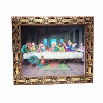 Quadro Santa Ceia de Jesus Com Vidro E Moldura 30 x 25 cm