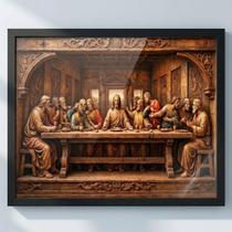Quadro Santa Ceia Moldura e Vidro 60x40 Cor da moldura:Preta Quadro Santa Ceia Moldura e Vidro 60x40 Cor da moldura:Preta