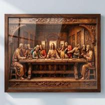 Quadro Santa Ceia Moldura e Vidro 60x40 Cor da moldura:Tabaco Quadro Santa Ceia Moldura e Vidro 60x40 Cor da moldura:Tabaco