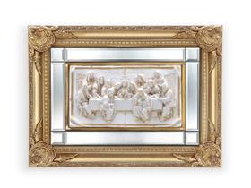 Quadro Santa Ceia Páscoa c/ Espelho Marfim e Dourada 64cm Quadro Santa Ceia Páscoa c/ Espelho Marfim e Dourada 64cm