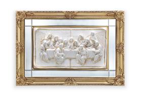 Quadro Santa Ceia Páscoa c/ Espelho Marfim e Dourada 93cm Quadro Santa Ceia Páscoa c/ Espelho Marfim e Dourada 93cm
