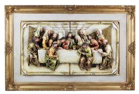 Quadro Santa Ceia Páscoa Dourado Detalhes Em Tecido 92cm Quadro Santa Ceia Páscoa Dourado Detalhes Em Tecido 92cm