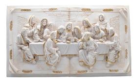 Quadro Santa Ceia Páscoa Marfim Detalhes Dourados 50Cm