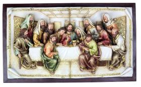 Quadro Santa Ceia Páscoa Moldurado Religioso Antigo 70cm