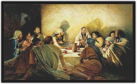 Quadro Santa Ceia Religiosidade Apóstolos Jesus Com Moldura Decorações