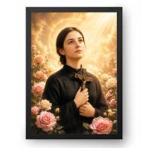 Quadro Santa Gemma Galgani Fundo Flores 40x60cm