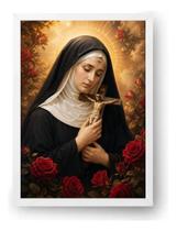 Quadro Santa Rita De Cássia Com Rosas Vermelhas 40x60cm Quadro Santa Rita De Cássia Com Rosas Vermelhas 40x60cm