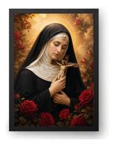 Quadro Santa Rita De Cássia Com Rosas Vermelhas 50x70cm Quadro Santa Rita De Cássia Com Rosas Vermelhas 50x70cm
