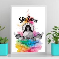 Quadro Santa Sara Protetora Ciganos 33X24Cm - Com Vidro