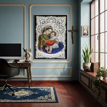 Quadro Santinho Da Virgem Maria E O Menino Jesus - 70X50Cm