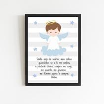 Quadro Santo Anjo Anjinho Menino 33x24cm - com vidro