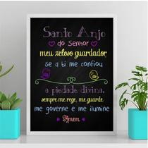 Quadro Santo Anjo Do Senhor Colorido 24x18cm - com vidro