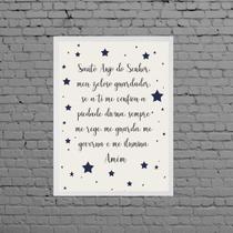 Quadro Santo Anjo Do Senhor Estrelinhas 24x18cm - com vidro