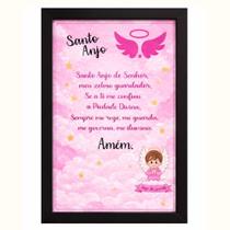 Quadro Santo Anjo do Senhor Menina Rosa: Proteção Divina! Moldura:Preta Quadro Santo Anjo do Senhor Menina Rosa: Proteção Divina! Moldura:Preta