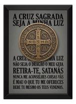 Quadro São Bento Oração Católico Cinza 30x42cm Quadro São Bento Oração Católico Cinza 30x42cm