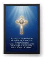 Quadro São Bento Oração Da Cruz Sagrada Azul 50x70cm Quadro São Bento Oração Da Cruz Sagrada Azul 50x70cm