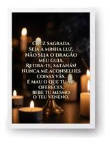 Quadro São Bento Oração Da Cruz Sagrada Fundo Velas 21x30cm Quadro São Bento Oração Da Cruz Sagrada Fundo Velas 21x30cm