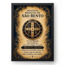 Quadro São Bento Proteção Divina Medalha 21x30cm Quadro São Bento Proteção Divina Medalha 21x30cm