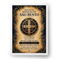 Quadro São Bento Proteção Divina Medalha 21x30cm
