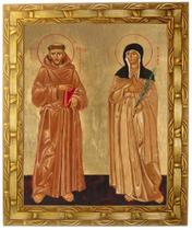 Quadro São Francisco E Santa Clara, Mod.01, 30x25cm. Angelus