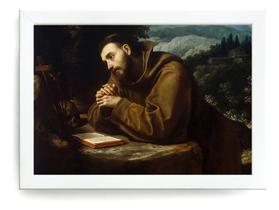 Quadro São Francisco Santo Protetor Animais Moldura Branca Quadro São Francisco Santo Protetor Animais Moldura Branca