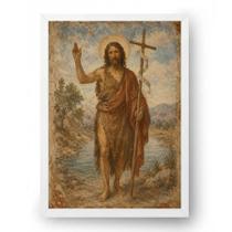 Quadro São João Batista Estilo Afresco Antigo 15x21cm