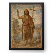 Quadro São João Batista Estilo Afresco Antigo 40x60cm