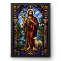 Quadro São João Batista Estilo Vitral de Igreja 21x30cm Quadro São João Batista Estilo Vitral de Igreja 21x30cm