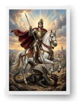 Quadro São Jorge Cavalgando Ao Amanhecer 15x21cm