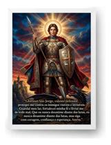 Quadro São Jorge Com Oração Poderosa De Proteção 50x70cm Quadro São Jorge Com Oração Poderosa De Proteção 50x70cm