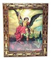 Quadro São Miguel Arcanjo Com Vidro E Moldura 30 X 25 Cm