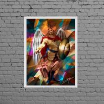 Quadro São Miguel Arcanjo Geométrico 33x24cm - com vidro