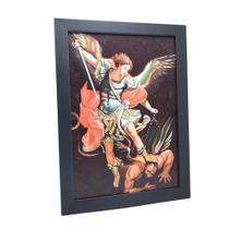 Quadro São Miguel Arcanjo Moldura Preta Simples Quadro São Miguel Arcanjo Moldura Preta Simples