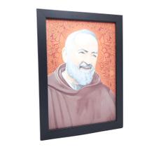 Quadro São Padre Pio Moldura Preta Simples