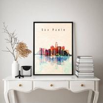 Quadro São Paulo City - Aquarela 33x24cm Quadro São Paulo City - Aquarela 33x24cm