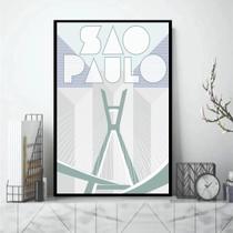 Quadro São Paulo City - Ponte Estaiada 33X24Cm - Com Vidro