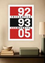 Quadro São Paulo Tricampeão SPFC com Vidro e Moldura Branca Tamanho:21cm x 30cm (A4)