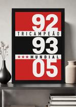 Quadro São Paulo Tricampeão SPFC com Vidro e Moldura Preta Tamanho:21cm x 30cm (A4)