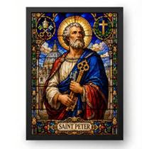 Quadro São Pedro em Vitral Sagrado 21x30cm Quadro São Pedro em Vitral Sagrado 21x30cm