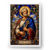 Quadro São Pedro em Vitral Sagrado 30x42cm Quadro São Pedro em Vitral Sagrado 30x42cm
