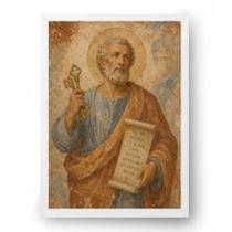 Quadro São Pedro Estilo Afresco Antigo 15x21cm